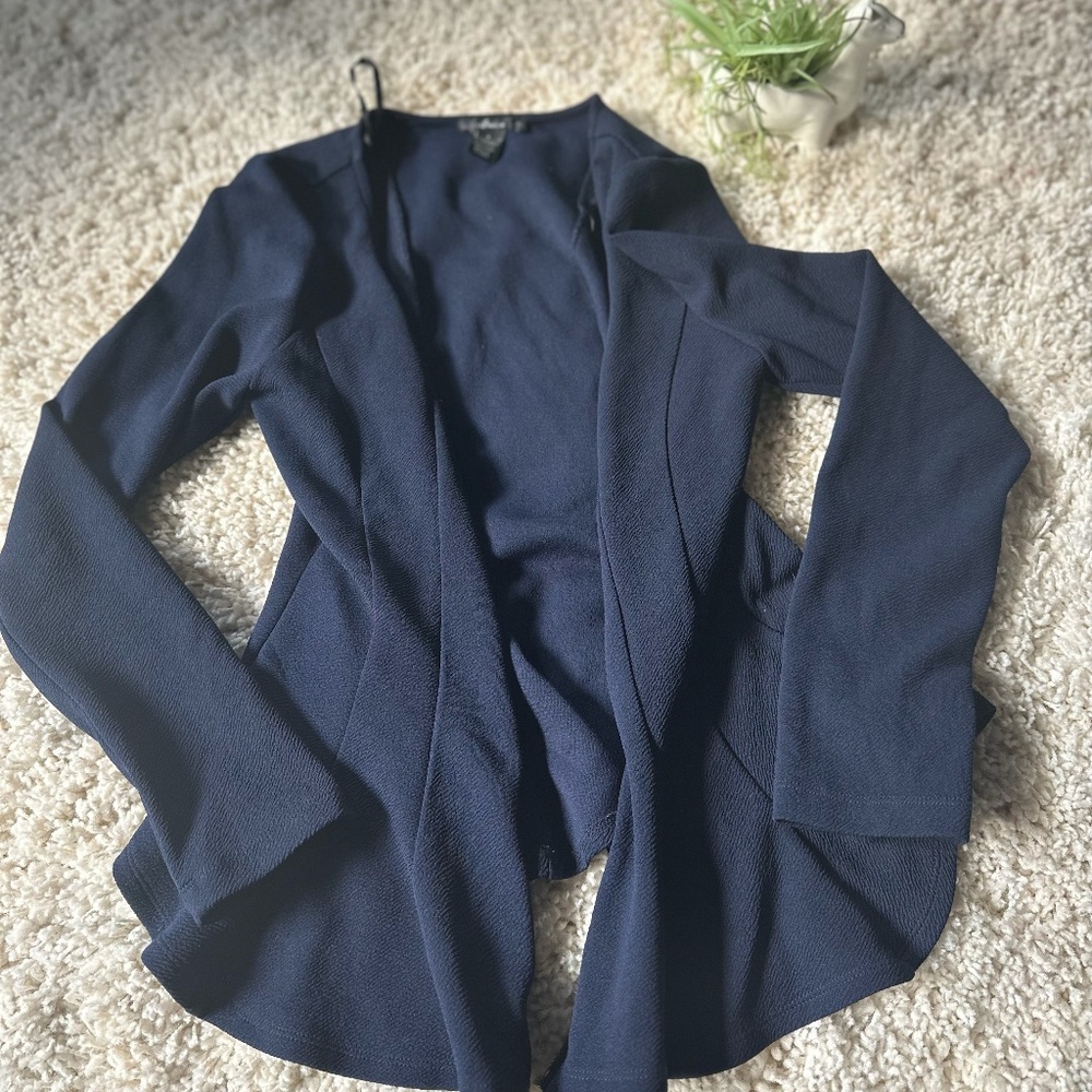 Finesse business like sleek casual dark blue soft professional  blazer c…